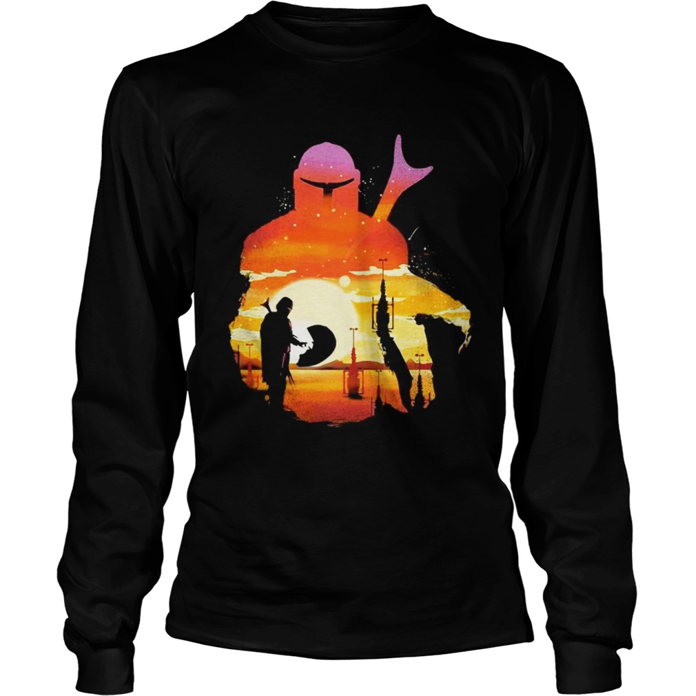 Mando Sunset Mandalorian Yoda Baby LongSleeve