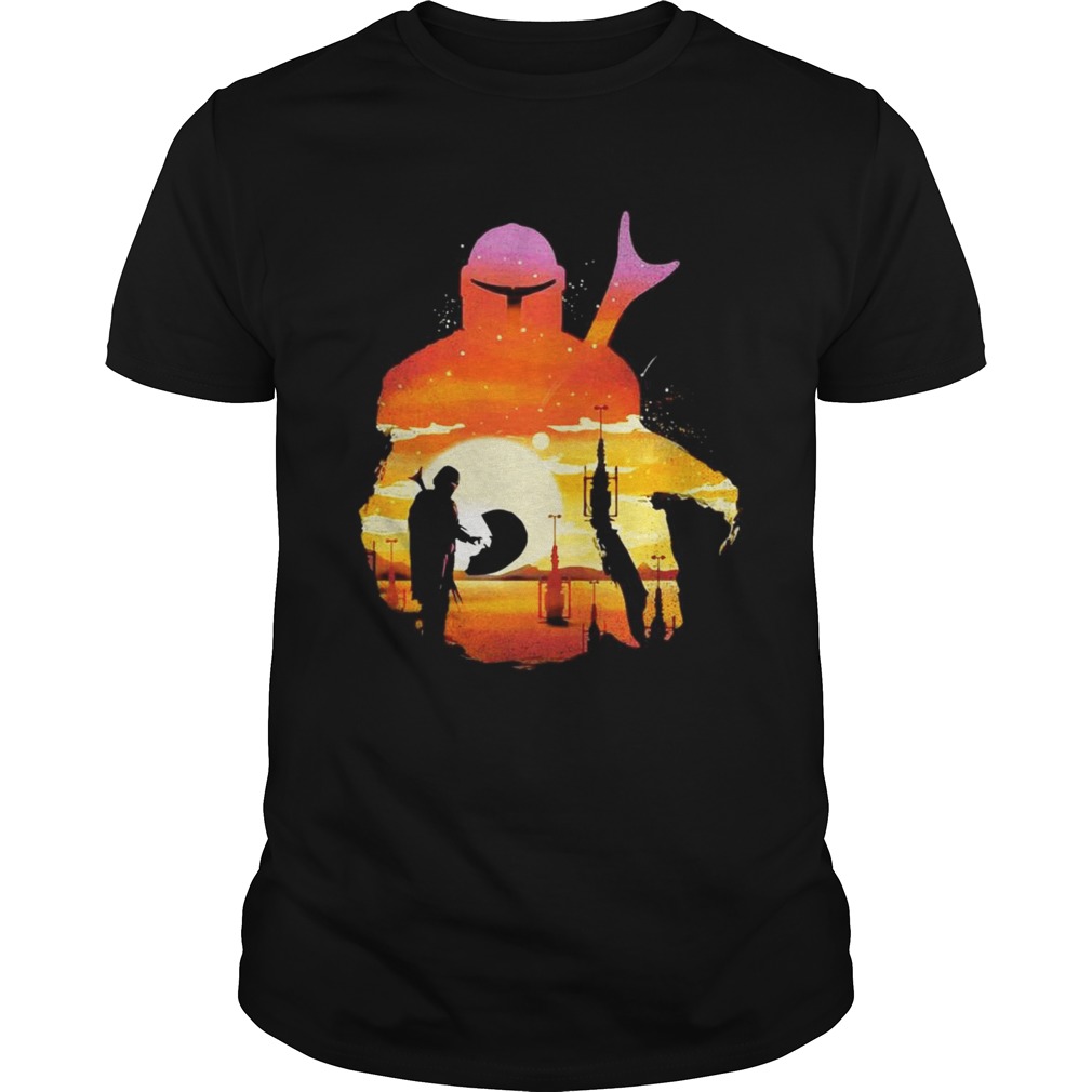 Mando Sunset Mandalorian Yoda Baby shirt