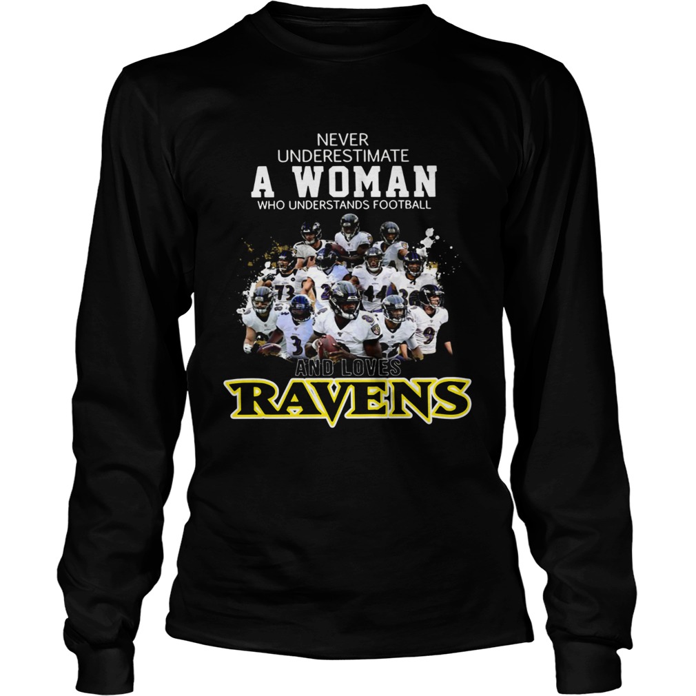 Never underestimate a woman who understands football Ravens LongSleeve