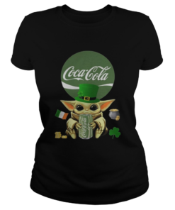 St Patricks Day Baby Yoda Hugging Coca Cola Green  Classic Ladies