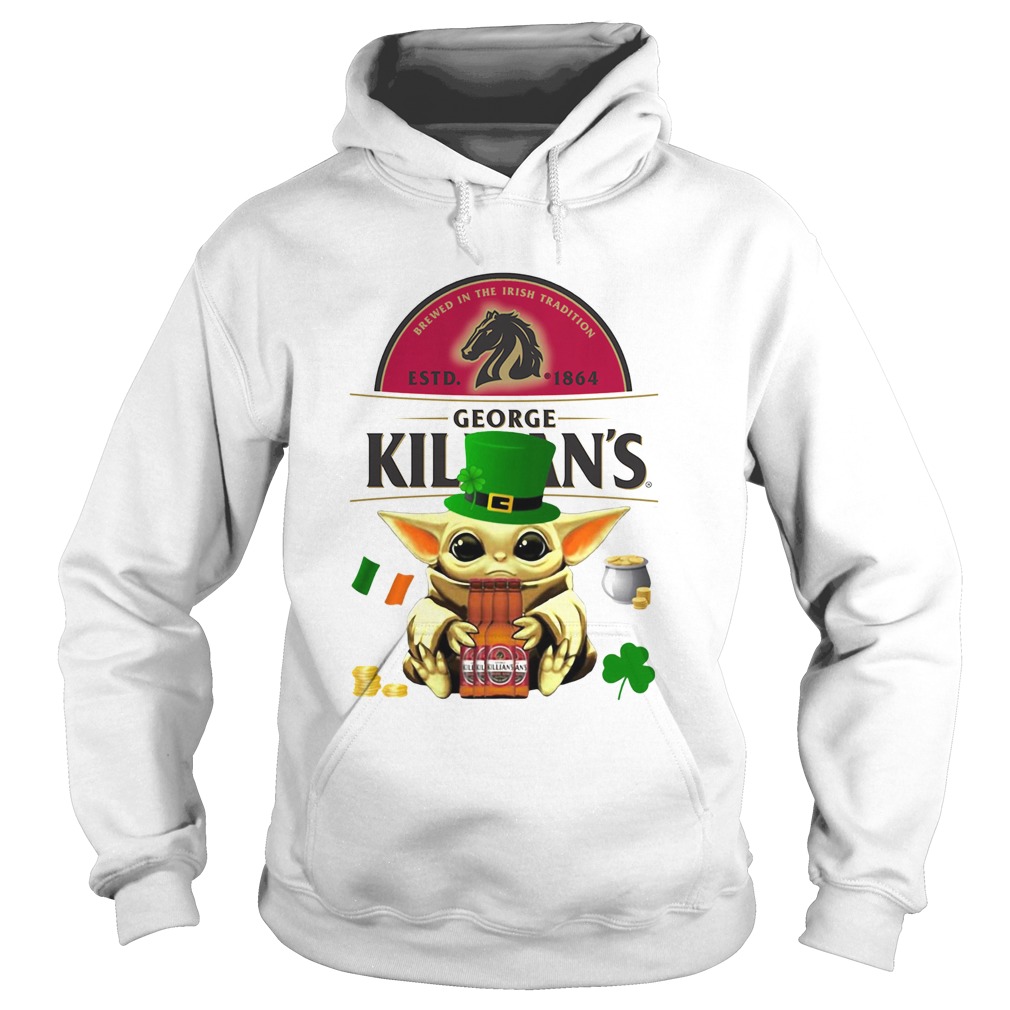 St Patricks Day Baby Yoda Hugging Irish Red Beer George Killians Hoodie