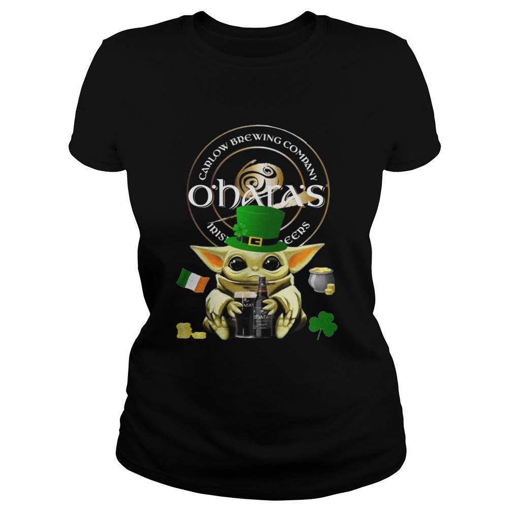 St Patricks Day Baby Yoda Hugging Oharas Irish Stout Beer Classic Ladies