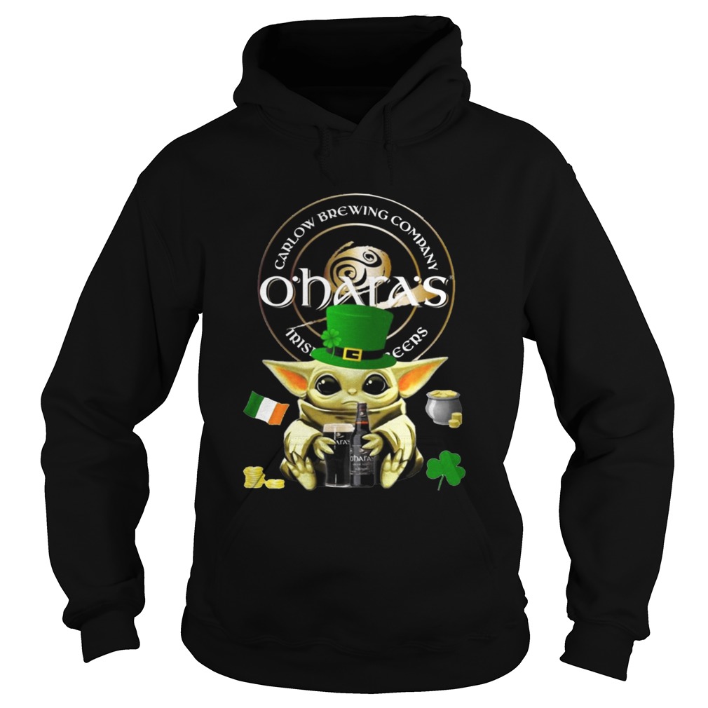 St Patricks Day Baby Yoda Hugging Oharas Irish Stout Beer Hoodie