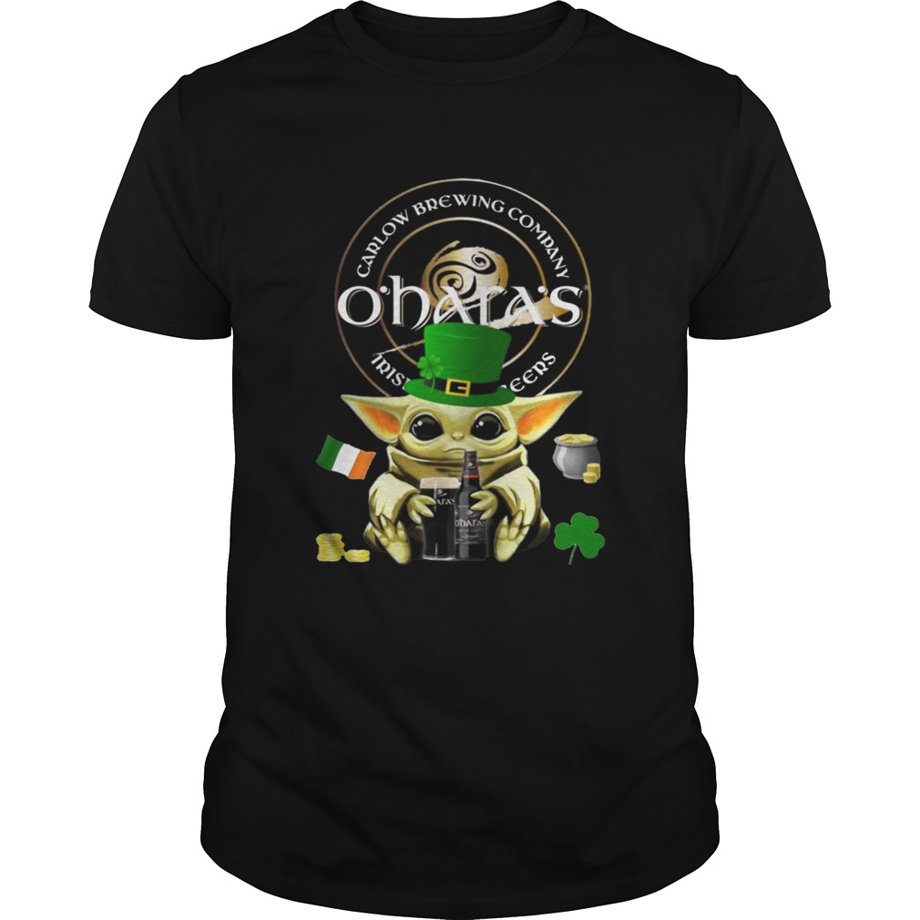 St Patricks Day Baby Yoda Hugging Oharas Irish Stout Beer shirt