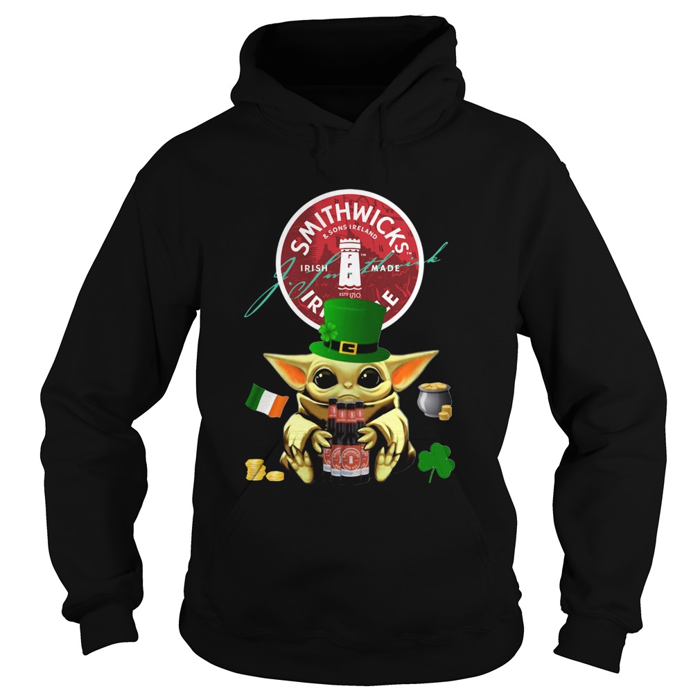 St Patricks Day Baby Yoda Hugging Smithwicks Irish Red Beer Hoodie