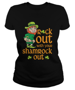 St Patricks Day Leprechaun Rock Out With Your Shamrock Out  Classic Ladies