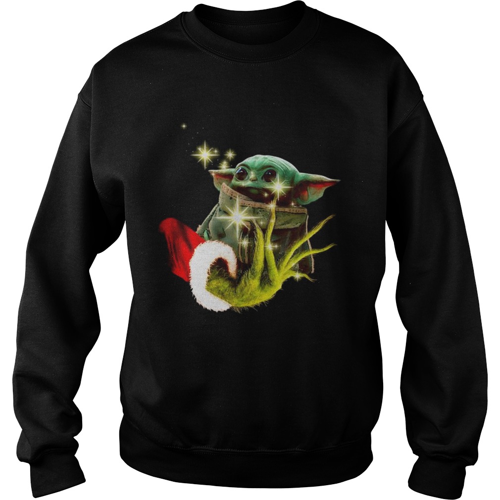 The Grinch holding a baby Yoda Sweatshirt