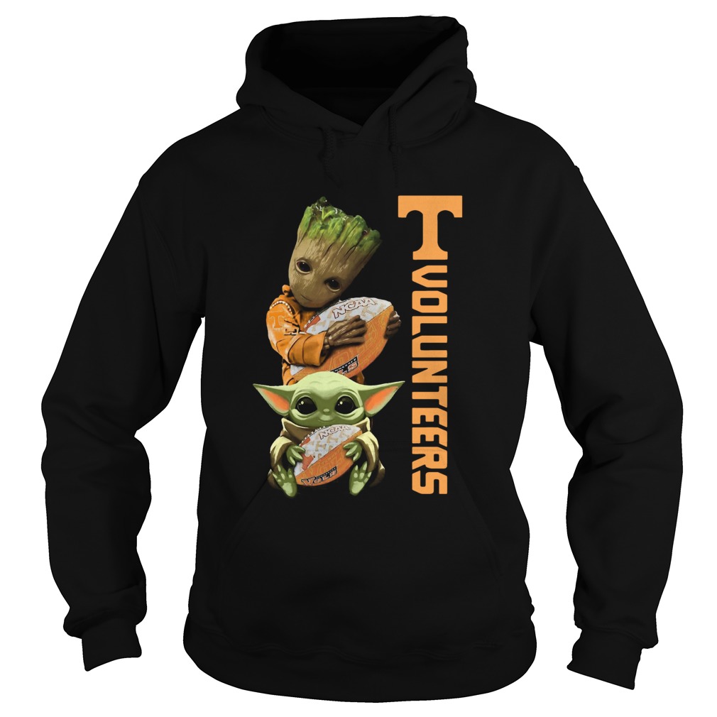 Baby Groot And Yoda Hug Tennessee Volunteers Hoodie