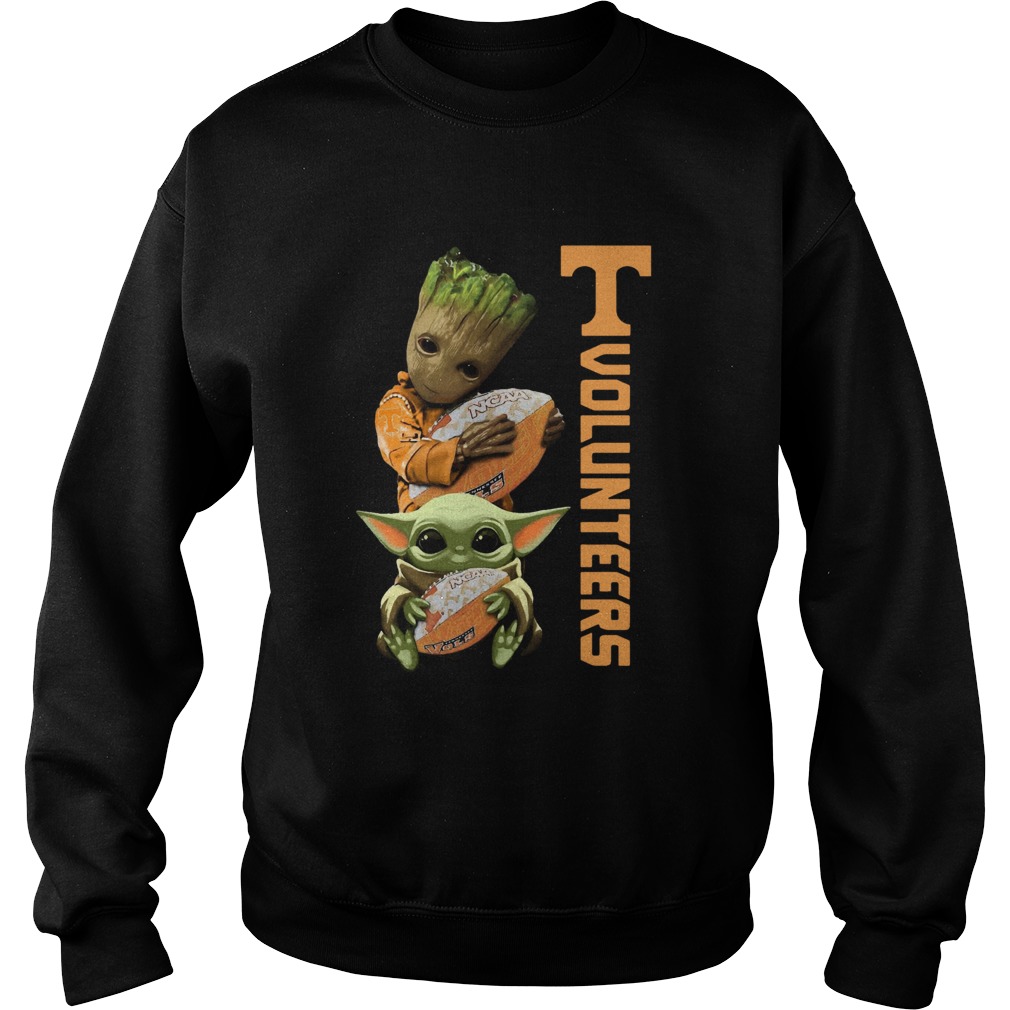 Baby Groot And Yoda Hug Tennessee Volunteers Sweatshirt