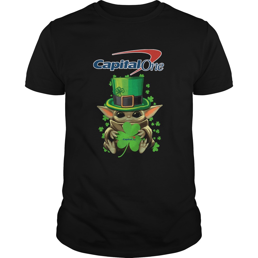 Baby Yoda Capital One Shamrock StPatricks Day shirt