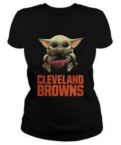 Baby Yoda Hug Cleveland Browns Logo Star Wars  Classic Ladies