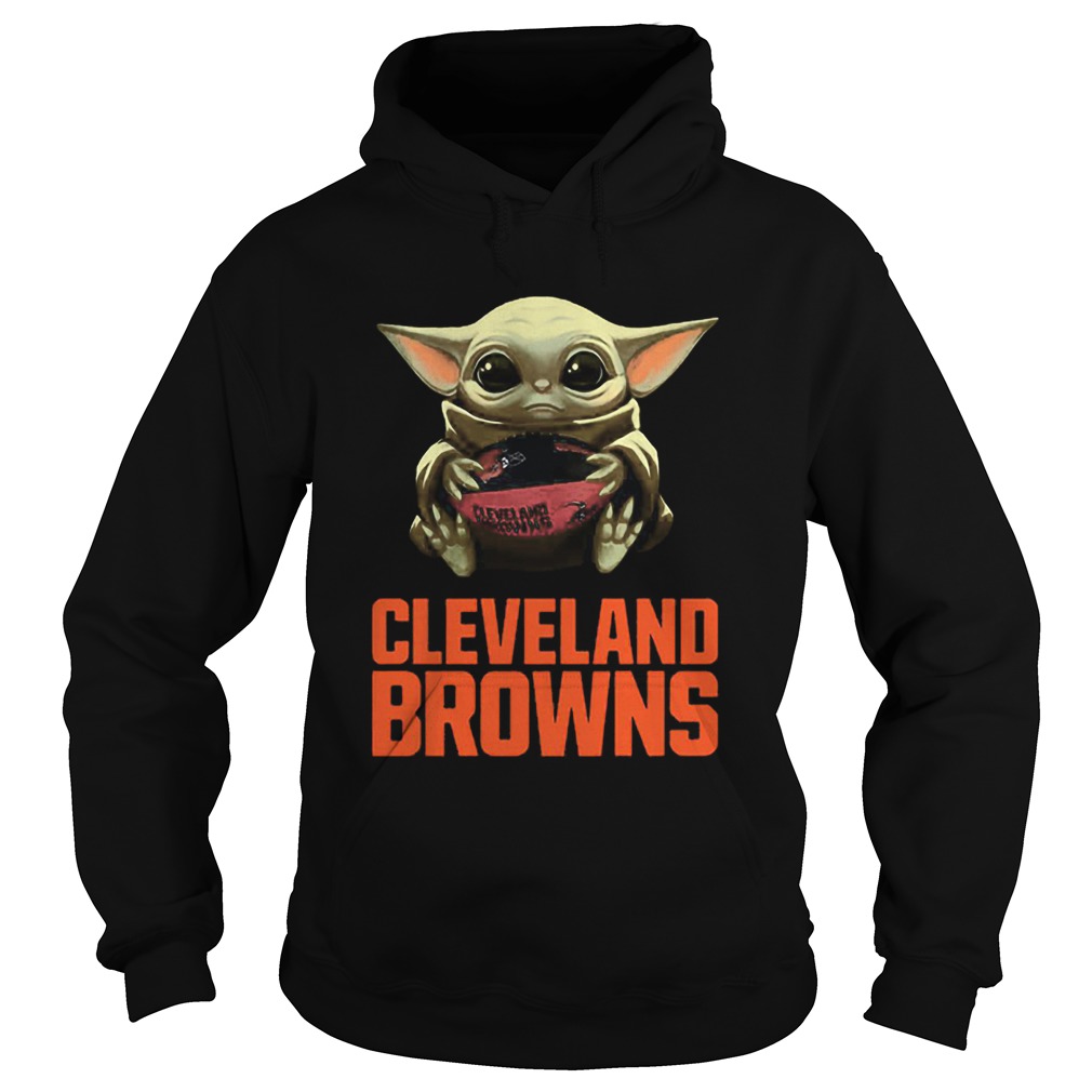 Baby Yoda Hug Cleveland Browns Logo Star Wars Hoodie