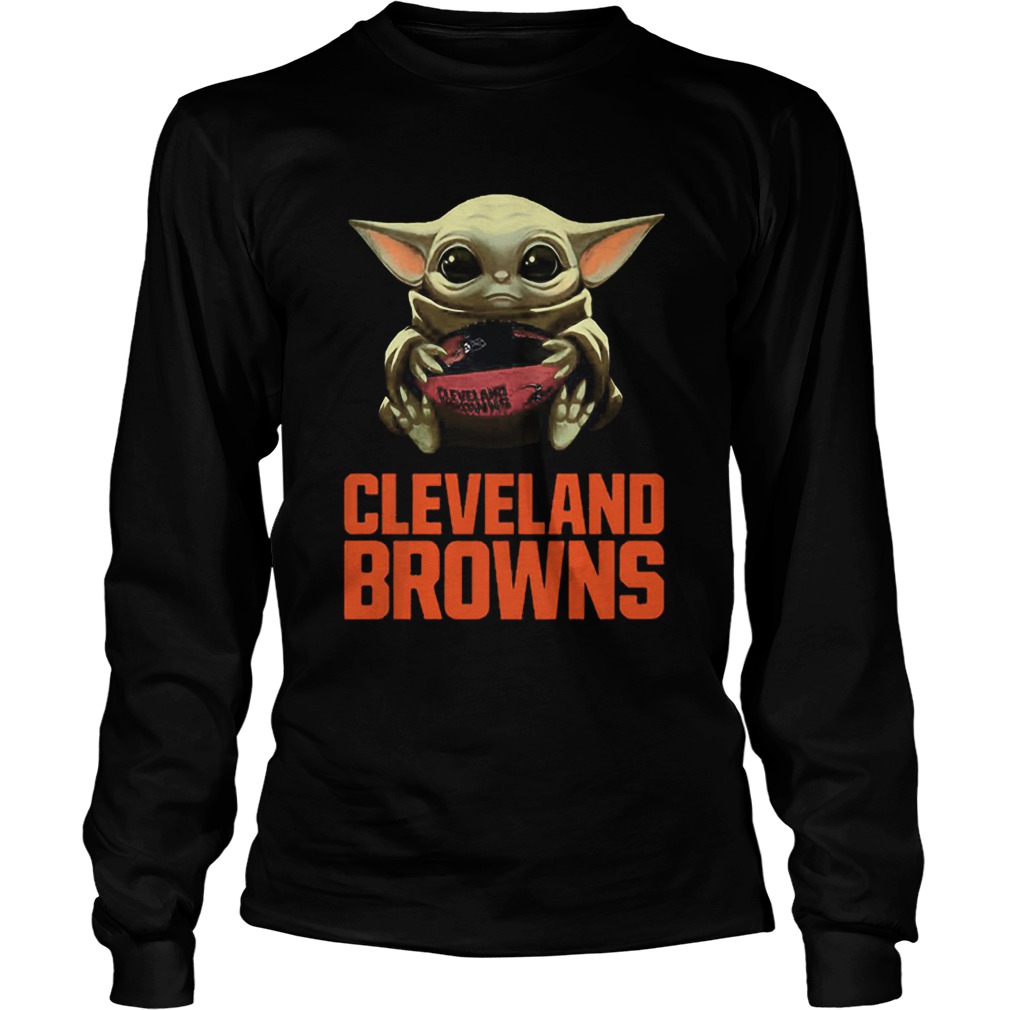 Baby Yoda Hug Cleveland Browns Logo Star Wars LongSleeve