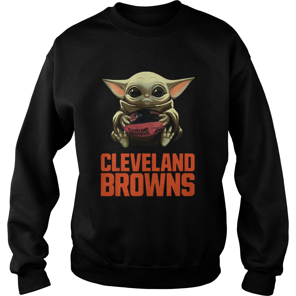 Baby Yoda Hug Cleveland Browns Logo Star Wars Sweatshirt