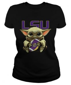 Baby Yoda Hug LSU Tigers Logo ball Star Wars  Classic Ladies