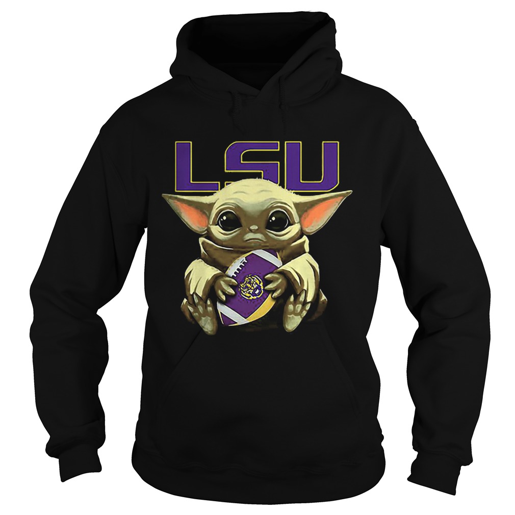 Baby Yoda Hug LSU Tigers Logo ball Star Wars Hoodie