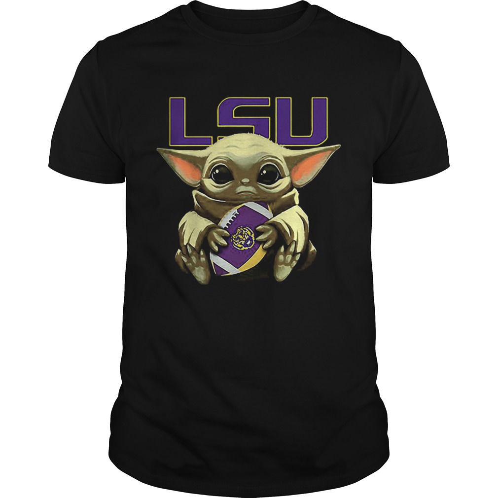 Baby Yoda Hug LSU Tigers Logo ball Star Wars shirt