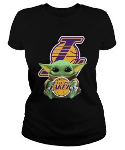 Baby Yoda Hug Los Angeles Lakers  Classic Ladies