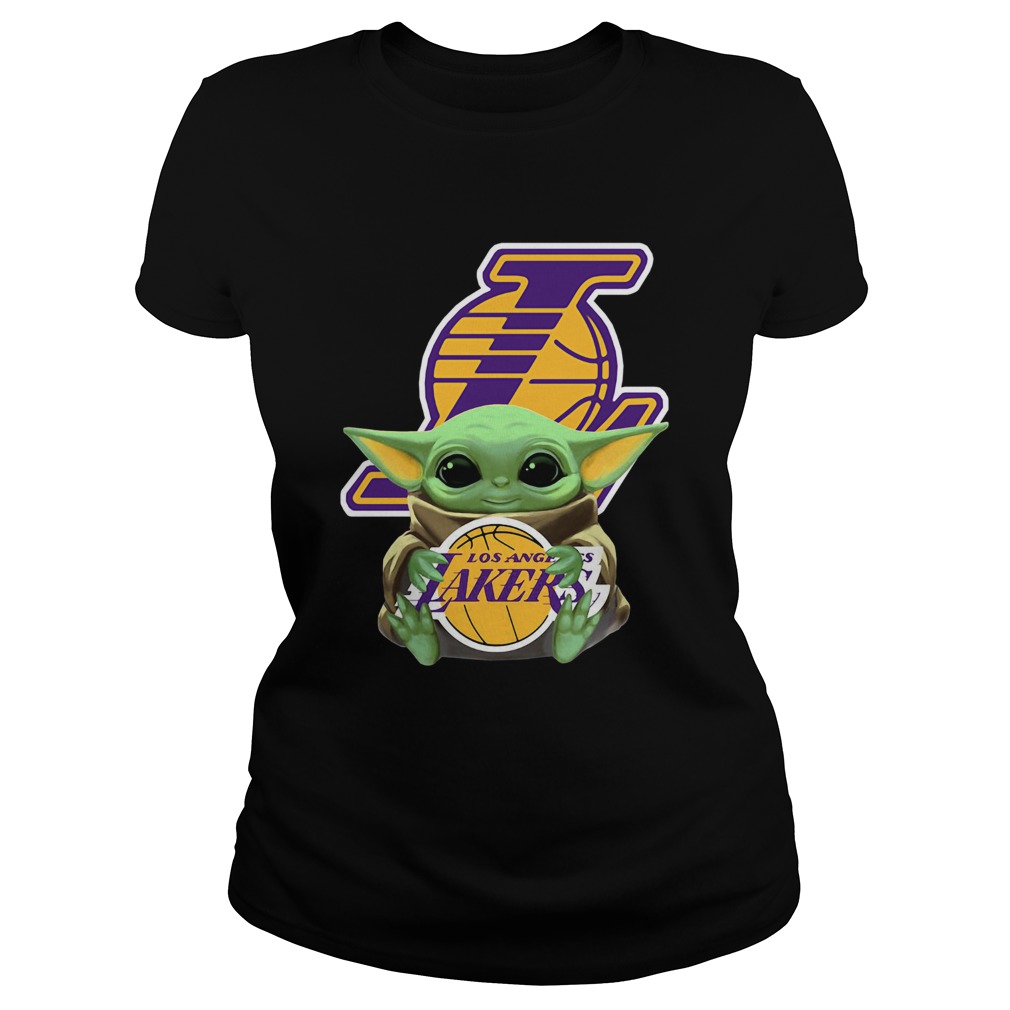 Baby Yoda Hug Los Angeles Lakers Classic Ladies