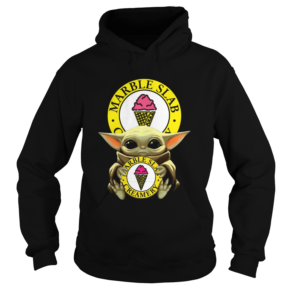 Baby Yoda Hug Marble Slab Creamery Hoodie