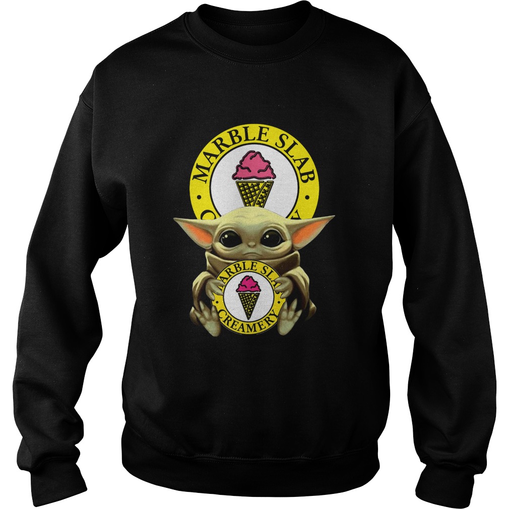 Baby Yoda Hug Marble Slab Creamery Sweatshirt