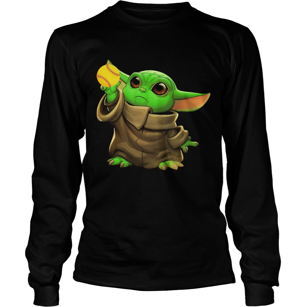 Baby Yoda Hug Softball LongSleeve