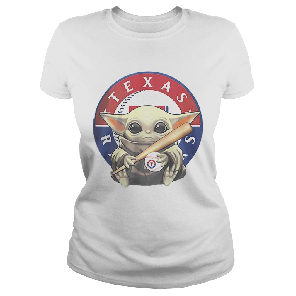 Baby Yoda Hug Texas Rangers Logo Star Wars Classic Ladies