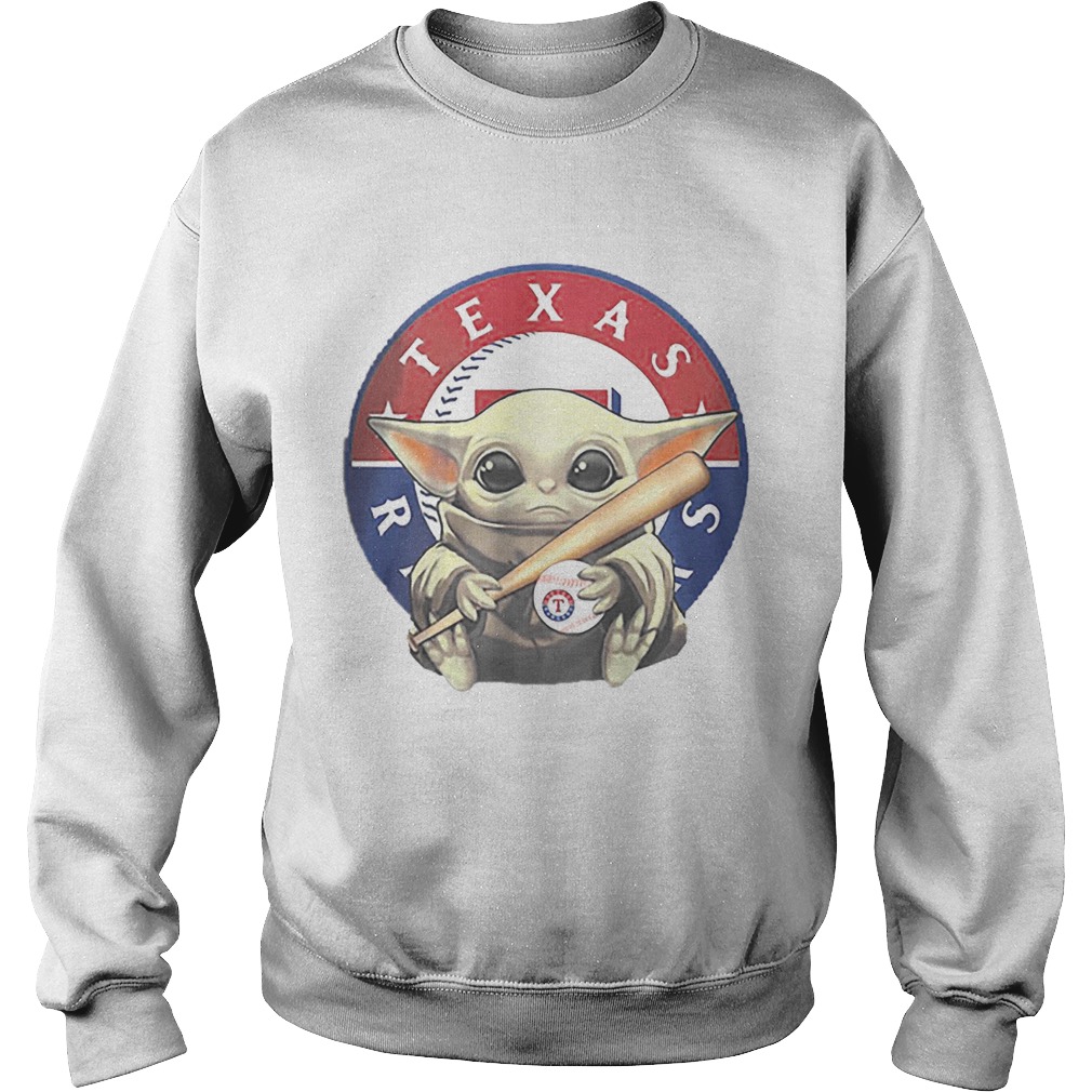 Baby Yoda Hug Texas Rangers Logo Star Wars Sweatshirt