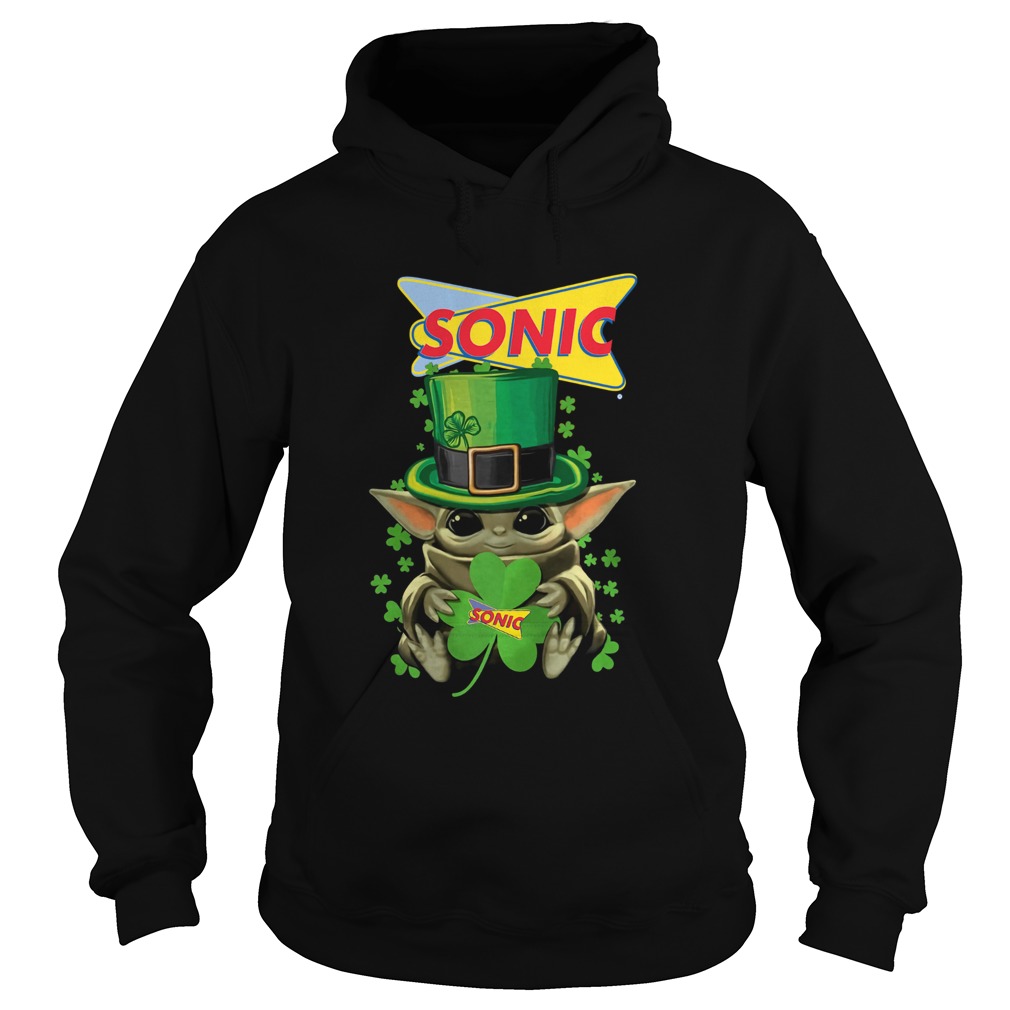 Baby Yoda Sonic Shamrock St Patricks Day Hoodie