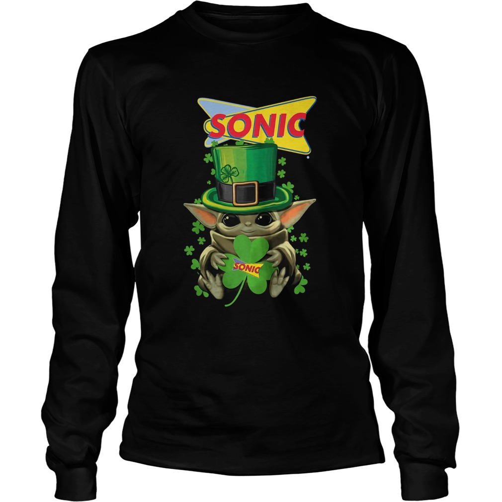 Baby Yoda Sonic Shamrock St Patricks Day LongSleeve