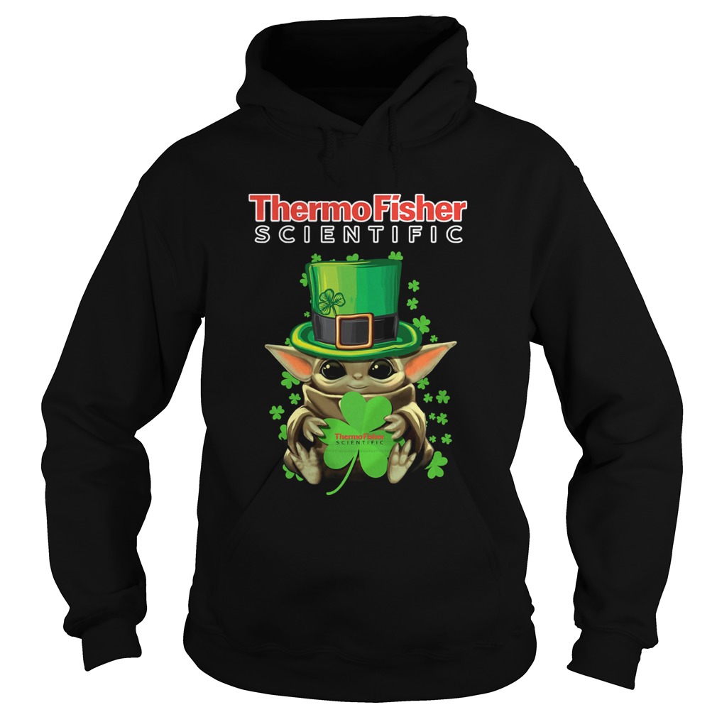 Baby Yoda Thermo Fisher Scientific Shamrock StPatricks Day Hoodie