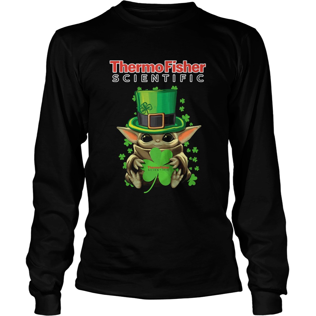 Baby Yoda Thermo Fisher Scientific Shamrock StPatricks Day LongSleeve