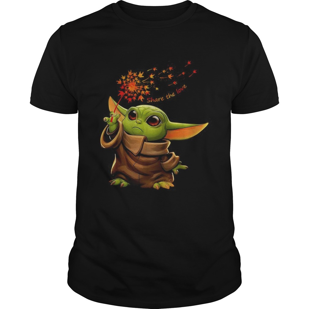 Baby Yoda holding dandelion Sign language Share the love shirt