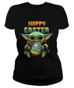 Baby Yoda hug Happy Easter  Classic Ladies