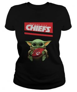 Baby Yoda hug Kansas City Chiefs Ball Logo Star Wars  Classic Ladies