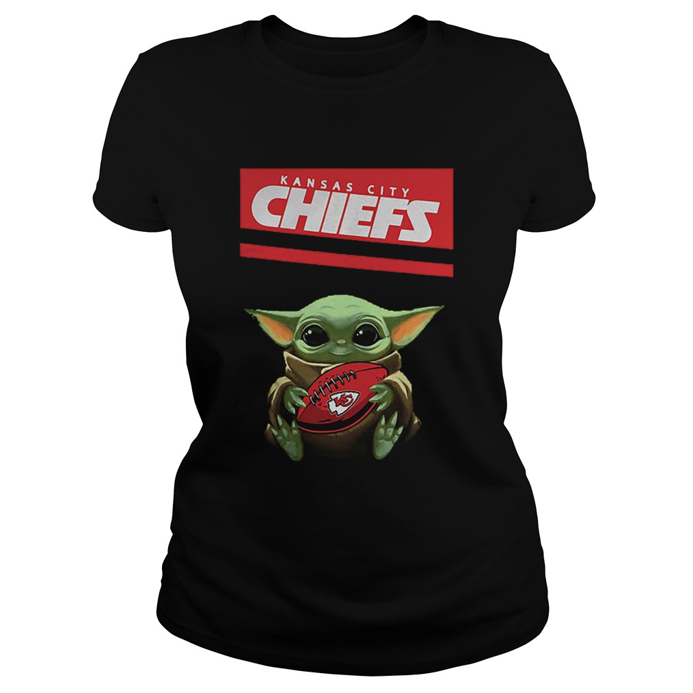 Baby Yoda hug Kansas City Chiefs Ball Logo Star Wars Classic Ladies