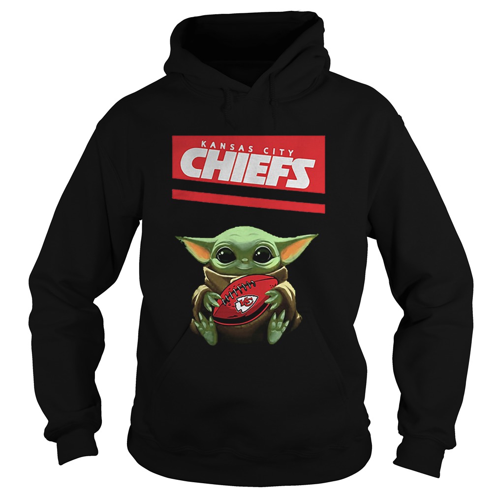 Baby Yoda hug Kansas City Chiefs Ball Logo Star Wars Hoodie