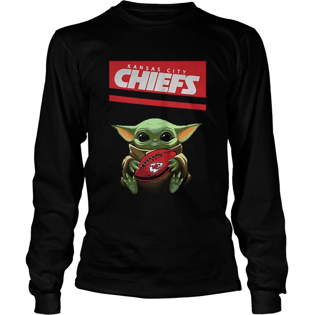 Baby Yoda hug Kansas City Chiefs Ball Logo Star Wars LongSleeve