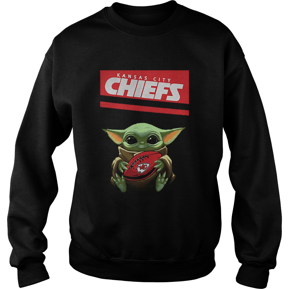 Baby Yoda hug Kansas City Chiefs Ball Logo Star Wars Sweatshirt