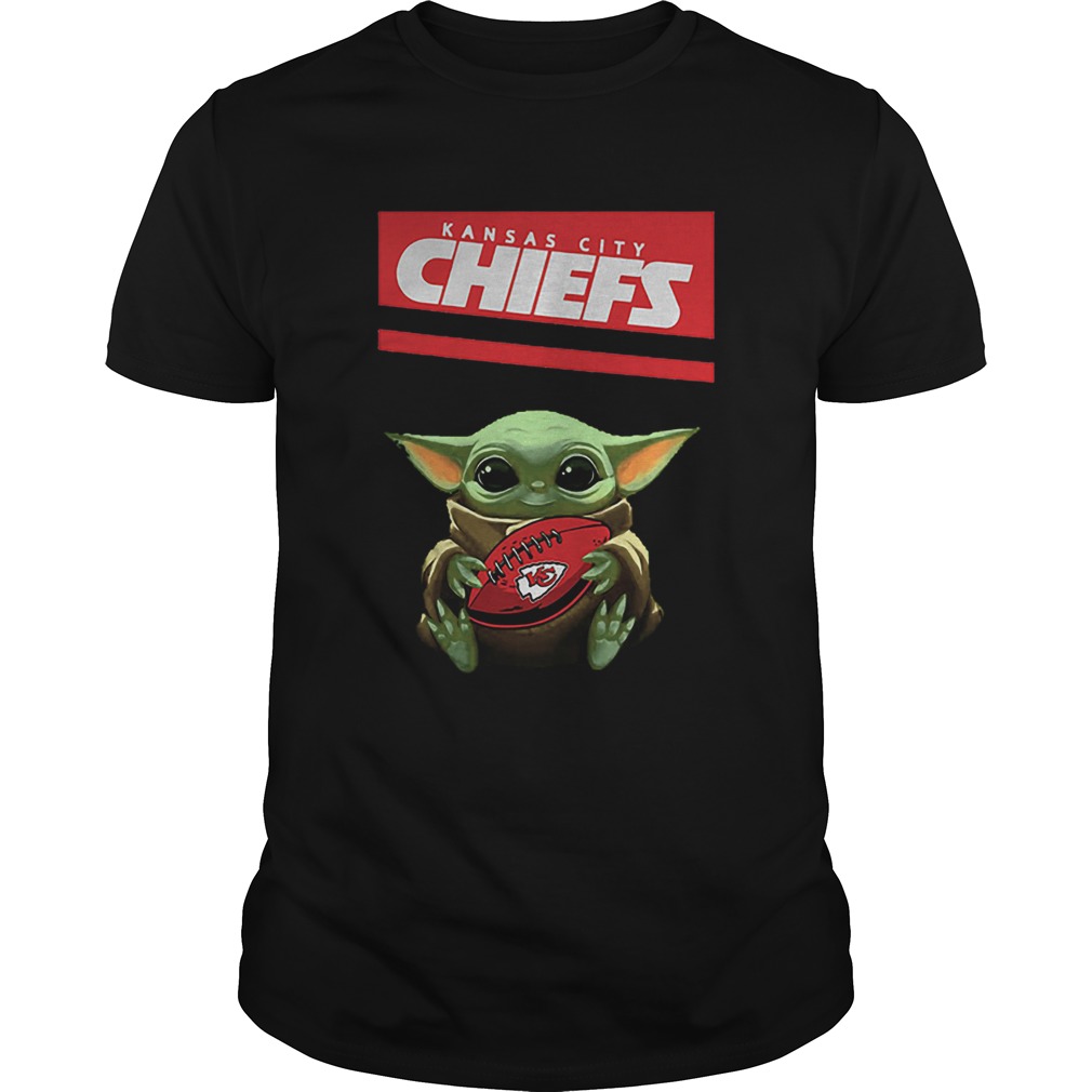 Baby Yoda hug Kansas City Chiefs Ball Logo Star Wars shirt