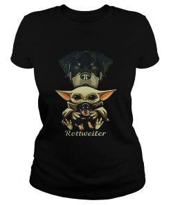 Baby Yoda hug Rottweiler dog Star Wars  Classic Ladies