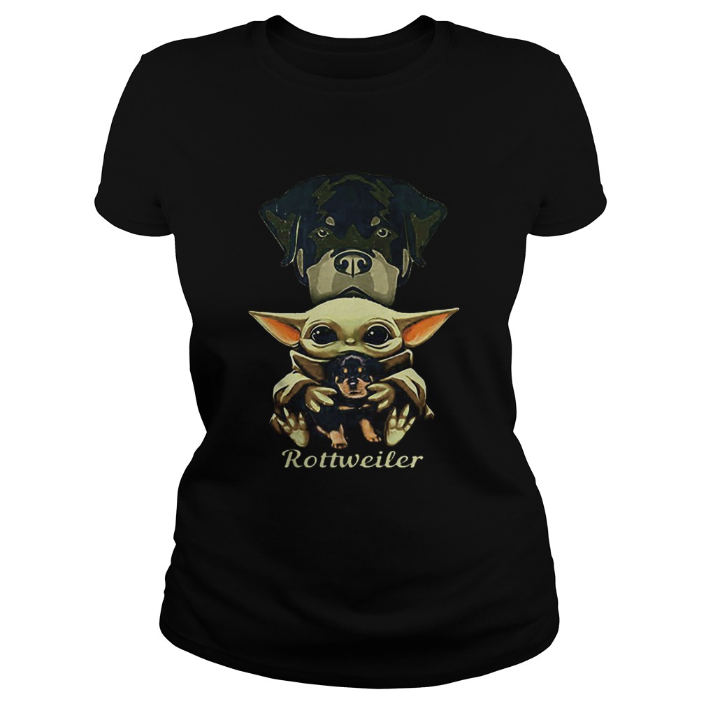 Baby Yoda hug Rottweiler dog Star Wars Classic Ladies