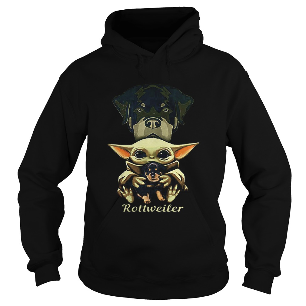 Baby Yoda hug Rottweiler dog Star Wars Hoodie