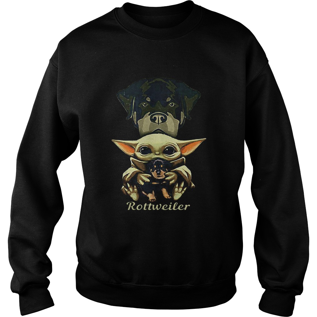 Baby Yoda hug Rottweiler dog Star Wars Sweatshirt