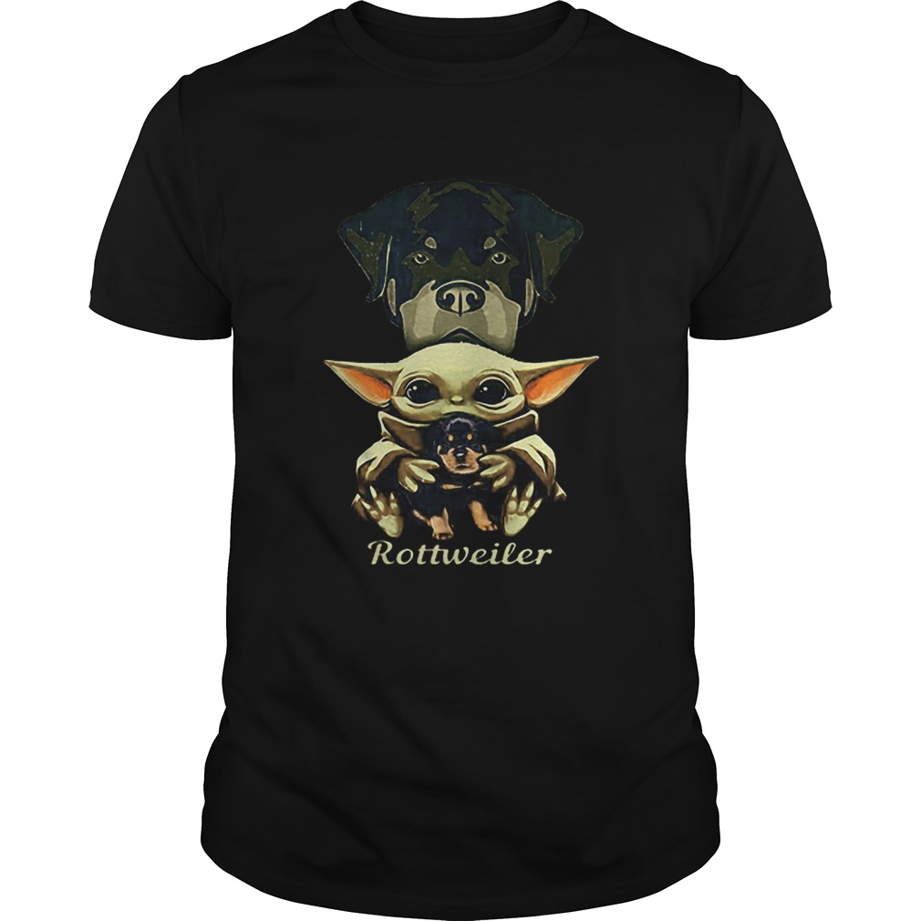 Baby Yoda hug Rottweiler dog Star Wars shirt