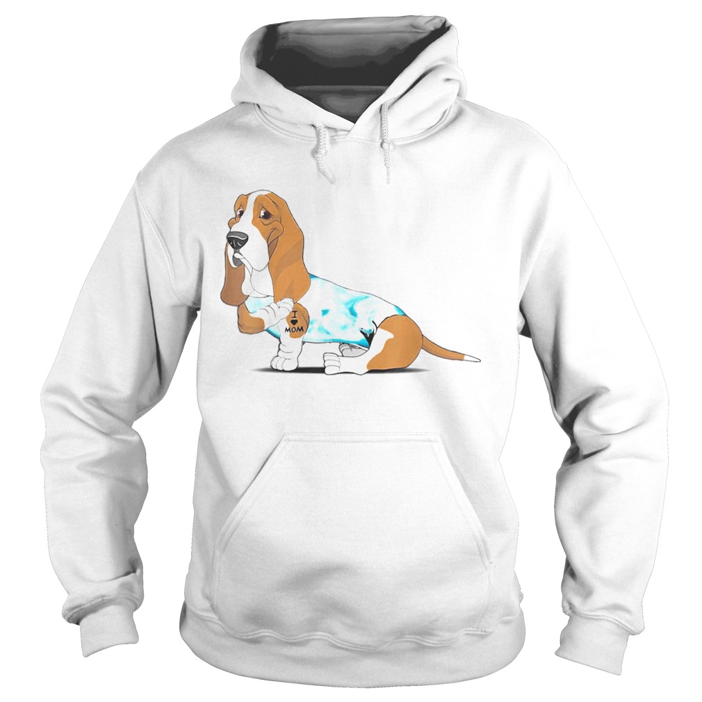 Basset Hound Tattoos I Love MOM Sitting Mothers Day Hoodie