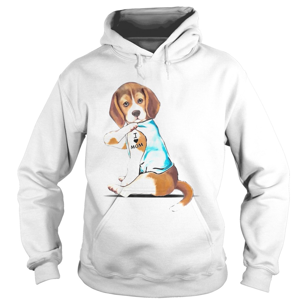 Beagle Tattoos I Love MOM Sitting Funny Gift Mothers Day Hoodie