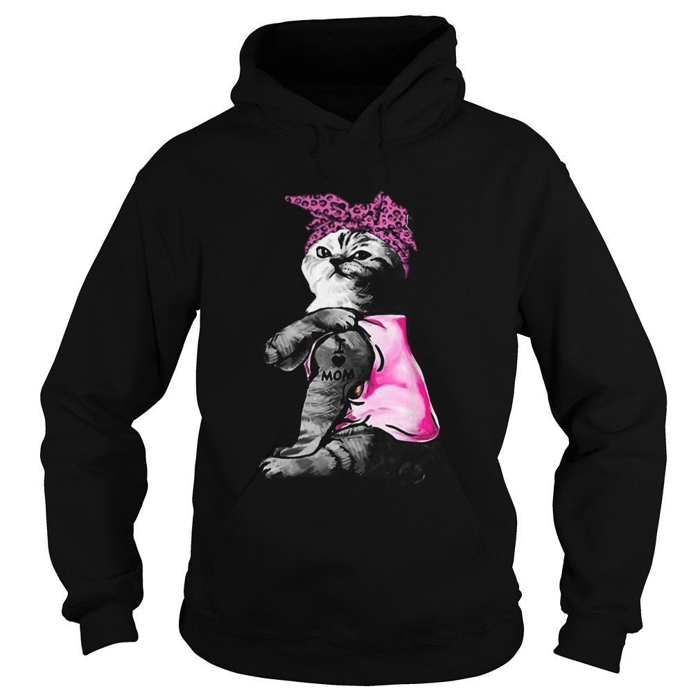 Cat Tattoo I Love Mom Hoodie