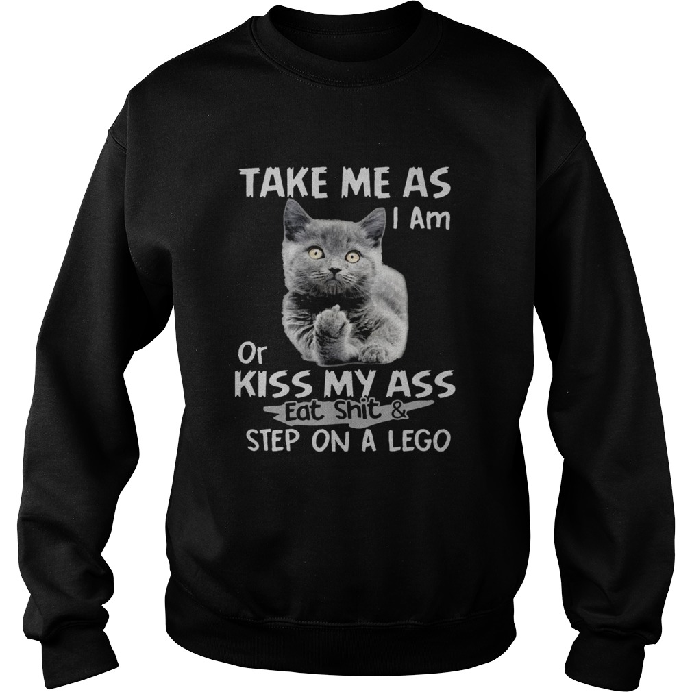 Cat fuck you take me as I am or kiss my ass eat shit and step on a lego Sweatshirt