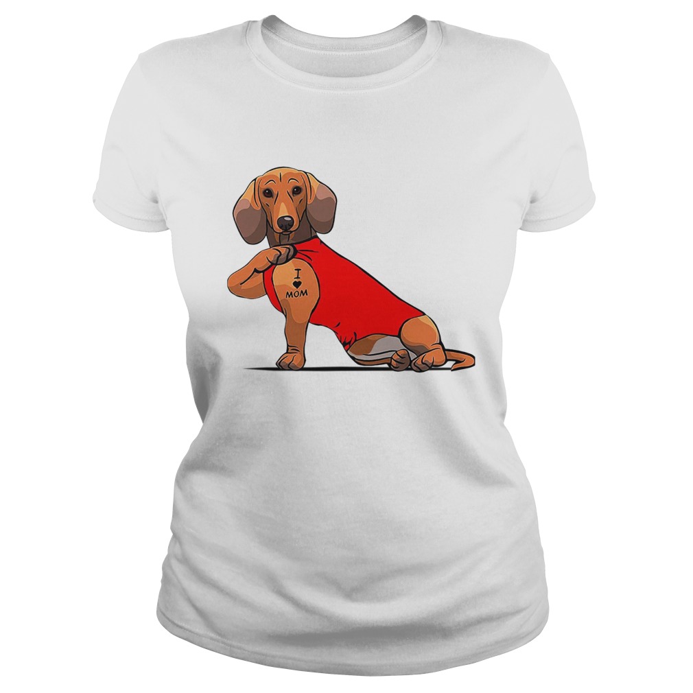 Dachshund I Love Mom Tattoo Classic Ladies